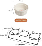 Triple Slanted Ceramic Pet Bowl Set with Elevated Iron Stand and Non Slip Base - 3 x 300ML Versatile V888-ELOSUNG49880