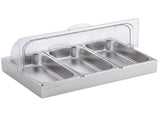 5-Star Chef 3 Pan Food Serving Display Stainless Steel with Clear Roll Top Cover FD-3PAN-LID-SS