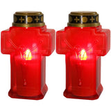 2pcs Cross Candle Light, Red Flickering Flameless Candles Reusable Churchyard Led Candles V1370-AZ4-01053