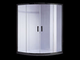 100 x 100cm Black Rounded Sliding 6mm Curved Shower Screen with White Base V63-830231