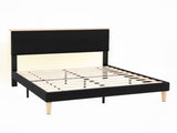 Artiss Queen Bed Frame Upholstered Adjustable Headboard Mood Lighting Heavy Duty Black Velvet BFRAME-H-ROYCE-Q-BK-AB