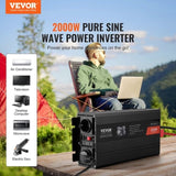Pure Sine Wave Inverter, 2000 Watt, Power Inverter with 2 AC Outlets 2 USB Port 1 Type-C Port, LCD V952-CZXNBQ2000WCKAYAZV3