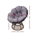 Gardeon Outdoor Chairs Outdoor Furniture Papasan Chair Wicker Patio Garden Brown ODF-PAPASAN-CH-BR