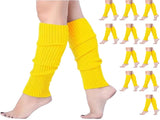 12x LEG WARMERS Knitted Womens Costume Neon Dance Party Knit 80s BULK - Yellow V563-BR-12LEGWARMRS-YLW