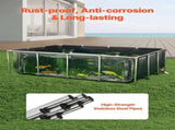 Canvas Fish Pond, 1781.3L Above Ground Fish Pond, PVC Koi Tank with Clear Viewing Panel, Rectangular V952-DSYCHSDTMC21LEAON002V0