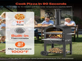 Outdoor Pizza Oven, 12" Pellet Fire Ovens, 2-Layer Pizza Oven Wood Fired, Wood Burning Outdoor V952-LSPSLHS458X48H85L001V0