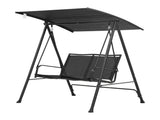 Gardeon Outdoor Swing Chair with Adjustable Canopy 142cmx172cm Stand Black GSC-BST-2S-BLACK