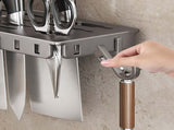 Metal Cutlery Holder with Drip Tray and Hooks for Spoons, Forks and Kitchen Tools, Countertop Drying V1189-WXF-260203-00270
