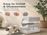 Dark Grey Large Stainless Steel Cat Litter Box, Foldable Covered Cat Litter Tray with Top & V1243-MSPT144-DRAKGRAY-L-DD