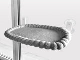 Grey Plush Cat Window Hammock with Strong Suction Cups, Faux Rabbit Fur Pet Bed for Cats and Small V888-ELOSUNG48636