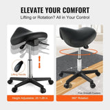 VEVOR Saddle Stool with Wheels, 400 LBS Weight Capacity Ergonomic Rolling Saddle Stool, Height V952-MADHSNLMADWKR2KEMV0