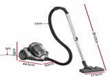 Devanti Vacuum Cleaner Bagless Canister 2000W 25kPa Powerful Suction 4L VAC-KB-8006-GY