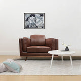 Single Seater Armchair Faux Leather Sofa Modern Lounge Accent Chair in Brown with Wooden Frame V43-SOF-YOKBR1S