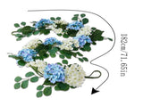Hydrangea Garland Blue and Cream Artificial Flower Garland 6-Foot Easter Decoration for Mantels, V1366-AZ2-W-12821