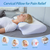 Silk Grey Horn Shape Contour Memory Foam Cervical Pillow with Breathable Zipper Cover and Protective V888-ELOSUNG55241-5
