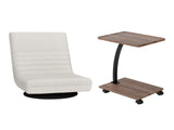 Artiss Floor Lounge 360&deg Swivel Foldable Sofa Chair and Side Table with Castors Set FLOOR-SET-03LIN-COF07