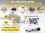 Air Compressor 6.6 Gallon, Portable Air Compressor 1 HP, Oil Free Air Compressor Steel Tank 750W, V952-WSKYJ750-25L00001V3