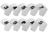 White Golf Iron Head Covers Set of 10 - Waterproof PU Leather Club Protectors with Embroidered V888-ELOSUNG23718