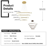 BAMDECOR AD2583 Modern Triangular LED Chandelier V255-BAM-AD2583-4R-GOLD