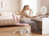 Artiss Armless Office Chair Ergonomic Soft Fleece Height Adjustable Vanity Desk Chair Pink OCHAIR-M-2521-PK