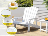 Gardeon Outdoor Chairs HDPE Adirondack Beach Chair Sun Lounge Patio Furniture Garden white FF-BEACH-HE-WH