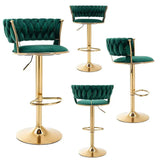 2x Height Adjustable Swivel Bar Stool Velvet Golden Base Barstools Chairs Padded Seat- Green V255-GP1762-GR