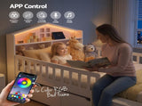Artiss Single Bed Frame with 2 Storage Drawers, Montessori Bed with Headboard, 2 USB Ports & Led WBED-F-HOMIX-S-WH-AB