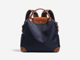 Retro Nylon Backpack PU Leather Color-Block / Packable & Lightweight / 14-inch Laptop Compartment / V1232-TQDNB-001
