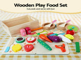 Keezi Kids Wooden Kitchen Playset 2-piece Pretend Toy Kitchen 29pc Food Set PLAY-WOOD-COMBINATION-3IN1
