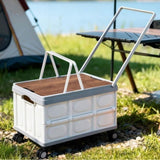 Gardeon Collapsible Outdoor Storage Box 54L Stackable Folding Camping Organizer Wheels Plywood Lid XFEL-OSB-54L-WHEEL-WH