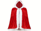 Ladies' elegant hooded cape robe - Long winter coat, long plush fur collar, red V1105-YAPF-01