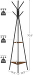 Black Coat Rack Stand Industrial Style 2 Shelves Clothes V178-11703