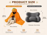 Carrot Hooded Blanket with Black Memory Foam Lumbar Support Pillow, Cozy Wearable Throw Blanket and V888-ELOSUNG54179