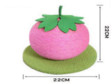 Pink Strawberry And Green Base Fun Fruit Shaped Sisal Cat Scratcher Ball - Durable Scratching Toy V888-ELOSUNG27124