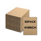 50 Pack Corrugated Cardboard Sheets 4x6 inch Flat Cardboard Pads for Packaging, Mailing, Shipping, V1369-AZ3-W-16409
