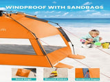 OutdoorMaster Pop Up 3-4 Person Beach Tent X-Large - Easy Setup, Portable Beach Shade Canopy Folding V1168-BP-YNN9-7SDP