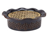 Teapot Warmer Ceramic Alloy Tea Warmer with Tea Light Holder Teapot Mat Hollow Out Flounce Design V1294-YM0703-3118230129411