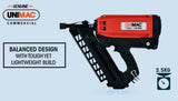 UNIMAC LXG3000 MkII 50-90mm 34-Deg Gas Framing Nail Gun, Commercial Brushless Gas Nailer, with 2 V219-NALGASUMCA34E