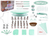 207 Pieces Cake Decorating Kit with Nordic Green Revolving Turntable Icing Tips and Spatulas V888-ELOSUNG44624