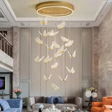 BAMDECOR LT05 19 Nordic Butterfly Luxury Chandeliers Pendant Lights for Villa Stair Home Decoration V255-BAM-LT05-19H-GOLD