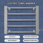 Pronti Heated Towel Rack Electric Bathroom Towel Rails EV-90- Silver PTR-EVA-90-SL