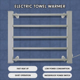 Pronti Heated Towel Rack Electric Bathroom Towel Rails EV-90- Silver PTR-EVA-90-SL