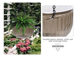 2Pcs Hang Planter Self Watering Grey Plastic with Drainage for Terrace and Patio Porch V1369-AZ3-W-15679