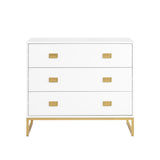 Sarantino Amara Chest of Drawers Tallboy Dresser in White Gold CHE-90L-05-WHG