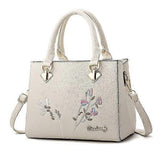 Flower Embroidery Women's Shoulder Bag PU Leather Tote V1263-JX-3490