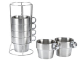 Stainless Steel Water Coffee Cup Set Heat Insulated Anti-Scald with Cup Holder Stand V1294-YM0901-3118200125511