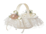 Wedding Basket Lace Simulation Flowers Handheld Flower Basket Decorative Flower Girl Basket for V1294-YM0715-220510XY011