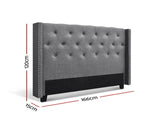 Artiss Bed Head Headboard Queen Size Fabric - LUCA Grey BFRAME-H-LUCA-Q-GY