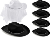 6 Pack Women Cowgirl Cowboy Hats Western Rhinestone Hat for Bachelorette Bridal Shower Wedding Party V1258-DP02-C-2210