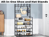 Shoe Rack Storage Cabinet Coat Hat Stand Metal Shelves 12 Pairs Black 60CM V201-QHGMMOREONE028